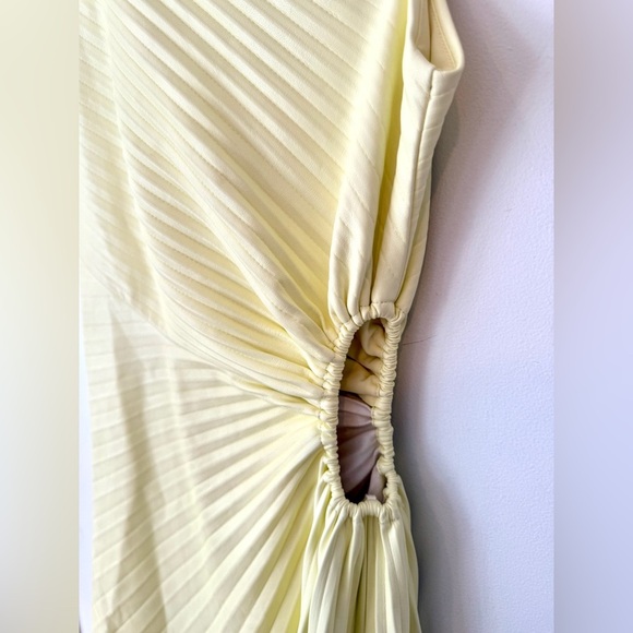 A.L.C. Delfina Dress Canary Yellow Size 2 Faux Leather One Shoulder - Picture 8 of 16